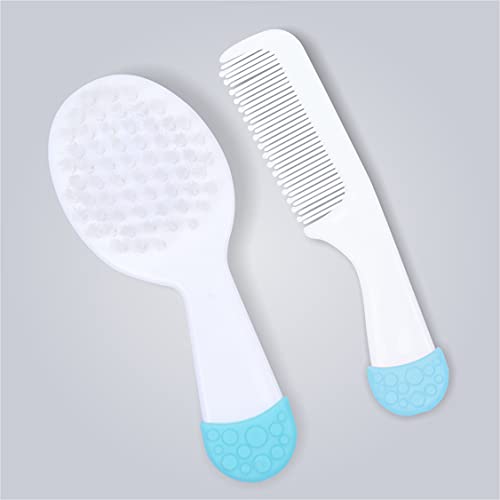 1st Step Matte Collection Easy Grip, Soft & Gentle Comb and Brush Grooming Set - Blue - Image 2