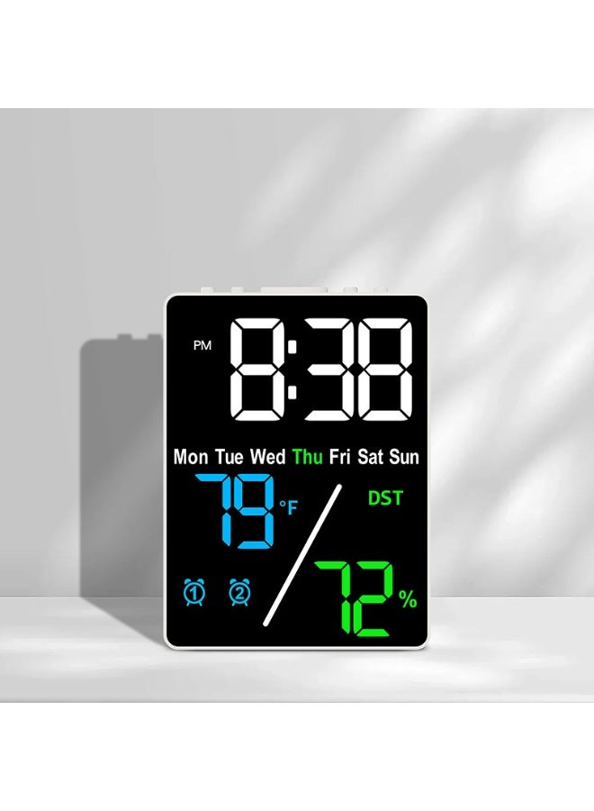OUTAD Digital Clock, Bedroom Alarm Clock, Large Display Digital Clock, Can Set 2 Digital Alarms, Date And Time Display, 12 or 24-Hour Format, Snooze Function, Gift-Grade Multi-Functional Electronic Clock With Simple Temperature And Humidity Settings. - Image 1