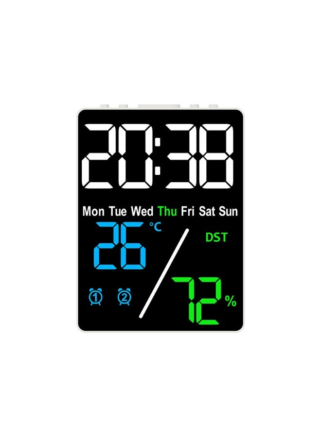 OUTAD Digital Clock, Bedroom Alarm Clock, Large Display Digital Clock, Can Set 2 Digital Alarms, Date And Time Display, 12 or 24-Hour Format, Snooze Function, Gift-Grade Multi-Functional Electronic Clock With Simple Temperature And Humidity Settings. - Image 3