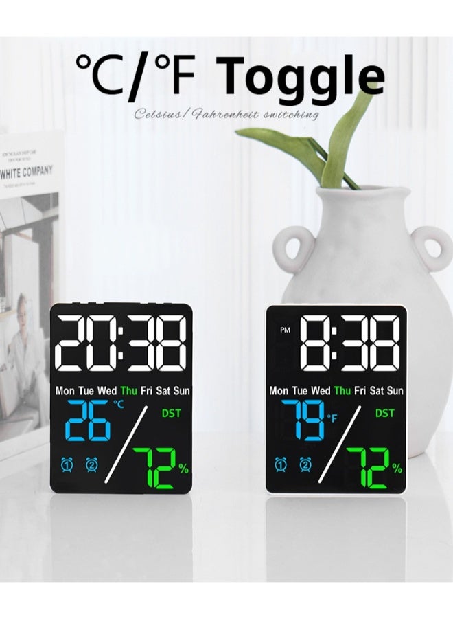 OUTAD Digital Clock, Bedroom Alarm Clock, Large Display Digital Clock, Can Set 2 Digital Alarms, Date And Time Display, 12 or 24-Hour Format, Snooze Function, Gift-Grade Multi-Functional Electronic Clock With Simple Temperature And Humidity Settings. - Image 4