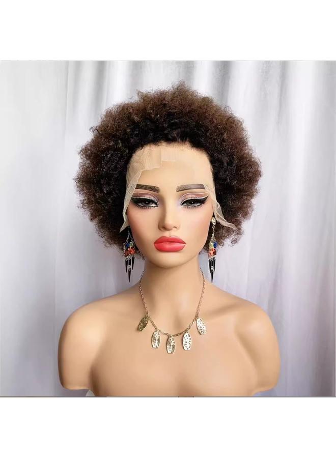 Bluejw African Wig Women's Fluffy Small Curly Caterpillar Real Wig Kinky Afro Curly Lace Wigs - Image 4