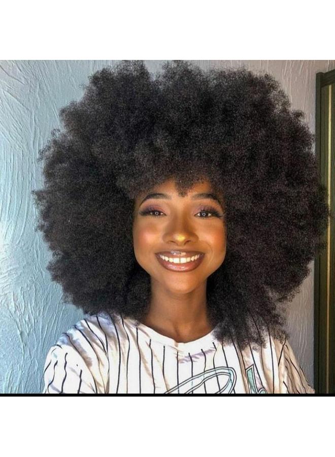 Bluejw African Wig Women's Fluffy Small Curly Caterpillar Real Wig Kinky Afro Curly Lace Wigs - Image 2