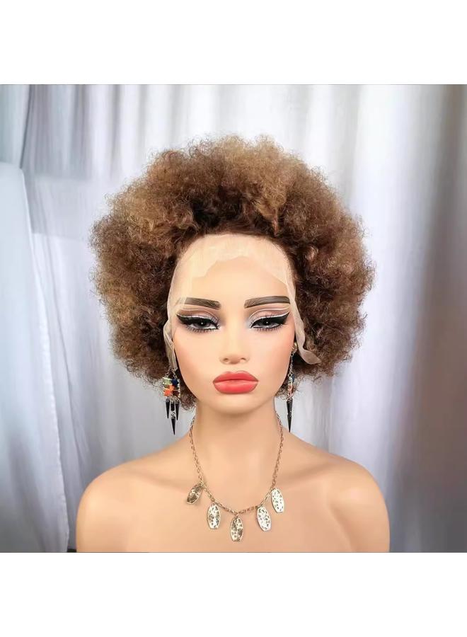 Bluejw African Wig Women's Fluffy Small Curly Caterpillar Real Wig Kinky Afro Curly Lace Wigs - Image 5