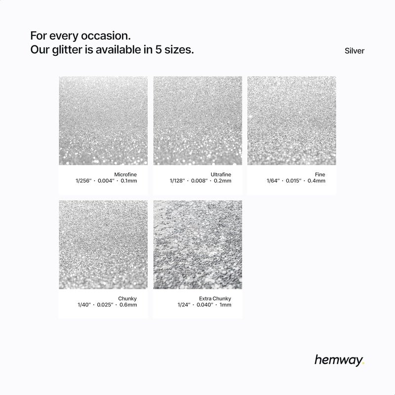 هيمواي حبيبات معدنية لامعة من Hemway Automotive، نوع MICROFINE، بحجم 1/256" (0.004")، سمك 0.1 مم، وزن 100 ميكرون، للاستخدام مع أنواع الطلاء بالرش للسيارات والدراجات والمركبات التجارية والشاحنات (بلون فضي). - Image 3