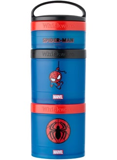 Whiskware Marvel Stackable Snack Containers for Babies, Kids, and Toddlers, 3 Stackable Snack Cups for School or Travel, Formula Friendly, Cupholder Friendly, Spider-Man