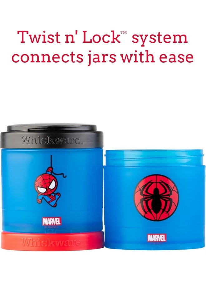 Whiskware - Whiskware Marvel Stackable Snack Containers for Babies, Kids, and Toddlers, 3 Stackable Snack Cups for School or Travel, Formula Friendly, Cupholder Friendly, Spider-Man - Image 1