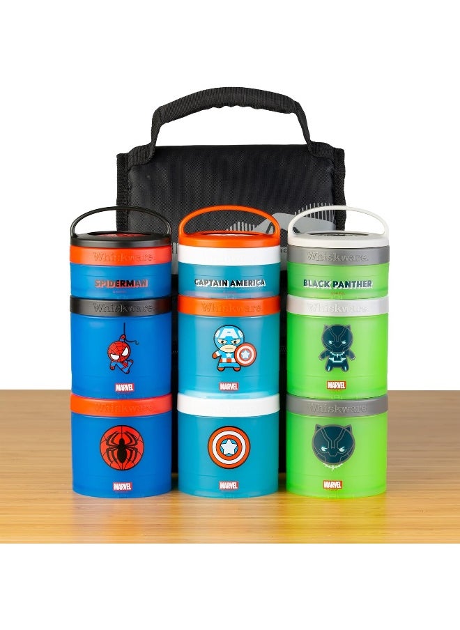 Whiskware - Whiskware Marvel Stackable Snack Containers for Babies, Kids, and Toddlers, 3 Stackable Snack Cups for School or Travel, Formula Friendly, Cupholder Friendly, Spider-Man - Image 1