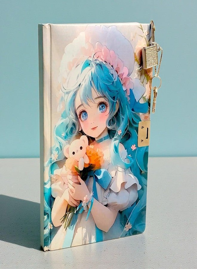 SHREE TECHNESH Anime Aesthetic Lock Diary for Girls & Teens | Cute Anime Girl Print Secret Notebook with Key | Gift Journal - Image 2