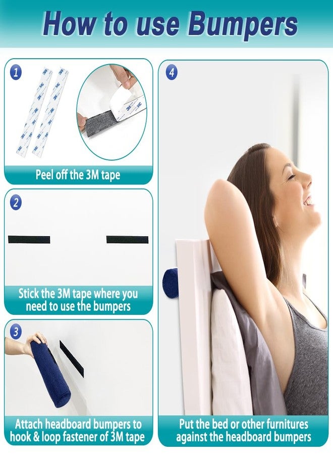 اوسا مثبتات لوح رأس السرير من AOSSA، واقيات جدار السرير، مثبت لوح رأس السرير، وسادة حماية الجدار للسرير والأثاث، فاصل الأريكة، وسادات مضادة للاهتزاز ووسادة عازلة للصوت (عبوة من قطعتين) - Image 3