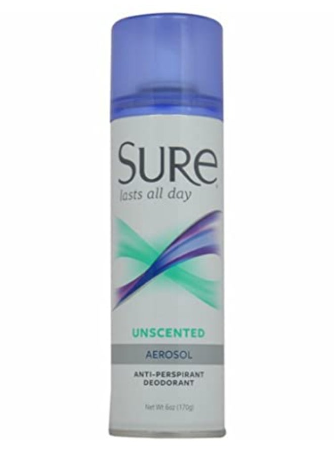Sure Unscented Aerosol Antiperspirant and Deodorant 48Hour Protection for Men and Women Fast Drying Spray 6 pc - Image 1