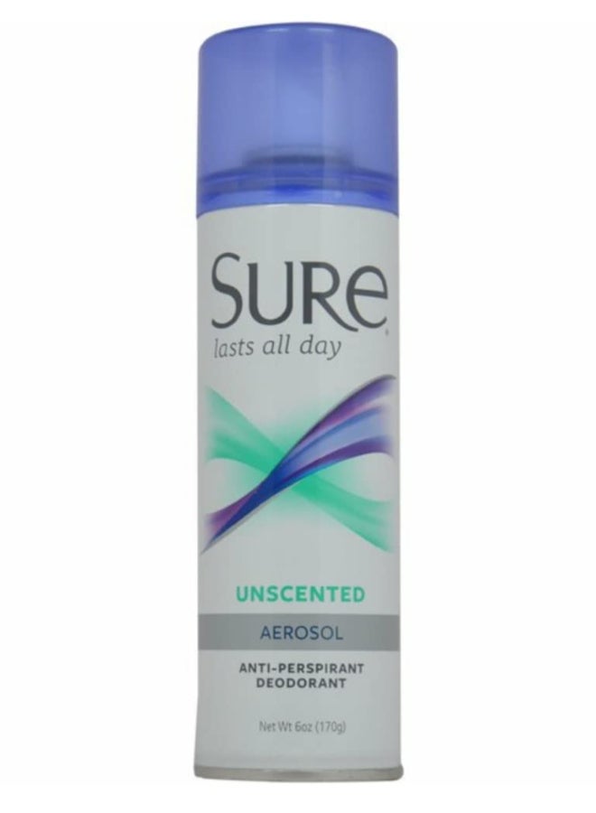 Sure Unscented Aerosol Antiperspirant and Deodorant 48Hour Protection for Men and Women Fast Drying Spray 6 pc - Image 2