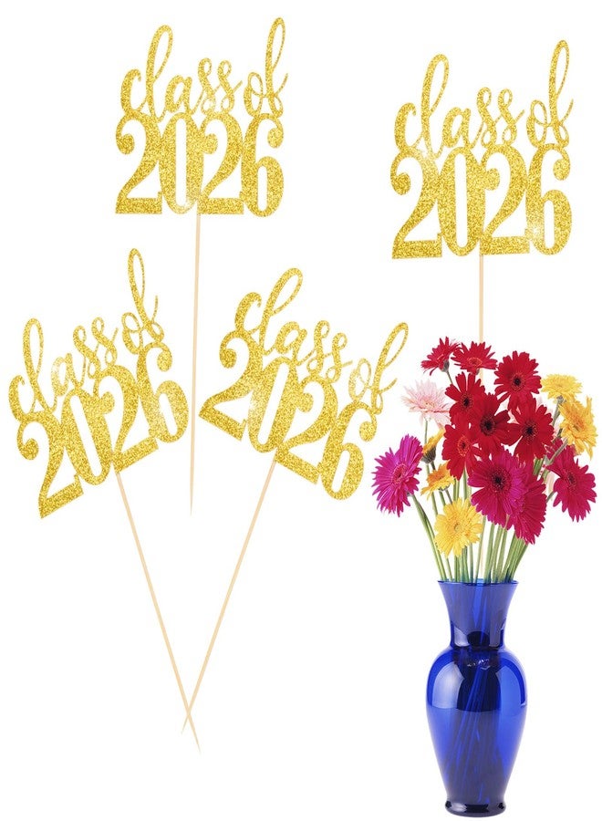 MixTeach 12 Pack Class of 2026 Graduation Centerpieces for Tables 2026 Glitter Graduation Centerpieces Sticks Graduation Party Table Topper for 2026 Graduation Table Party Decorations Supplies, Gold - Image 1