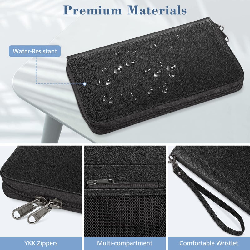Fintie Fintie Family Passport Holder Wallet, RFID Blocking Travel Document Organizer Clutch Bag Credit Cards Case Cover for Women Men, Black  - Image 5