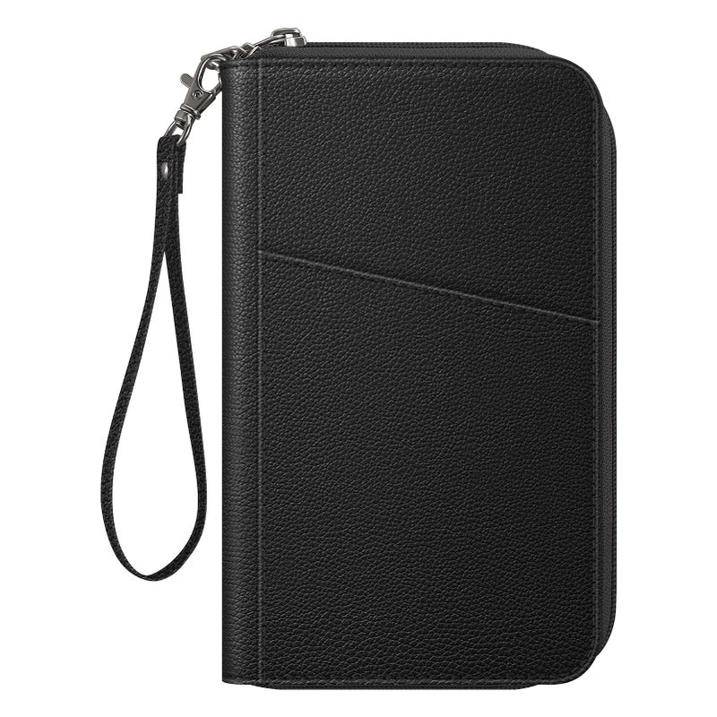 Fintie Fintie Family Passport Holder Wallet, RFID Blocking Travel Document Organizer Clutch Bag Credit Cards Case Cover for Women Men, Black  - Image 1
