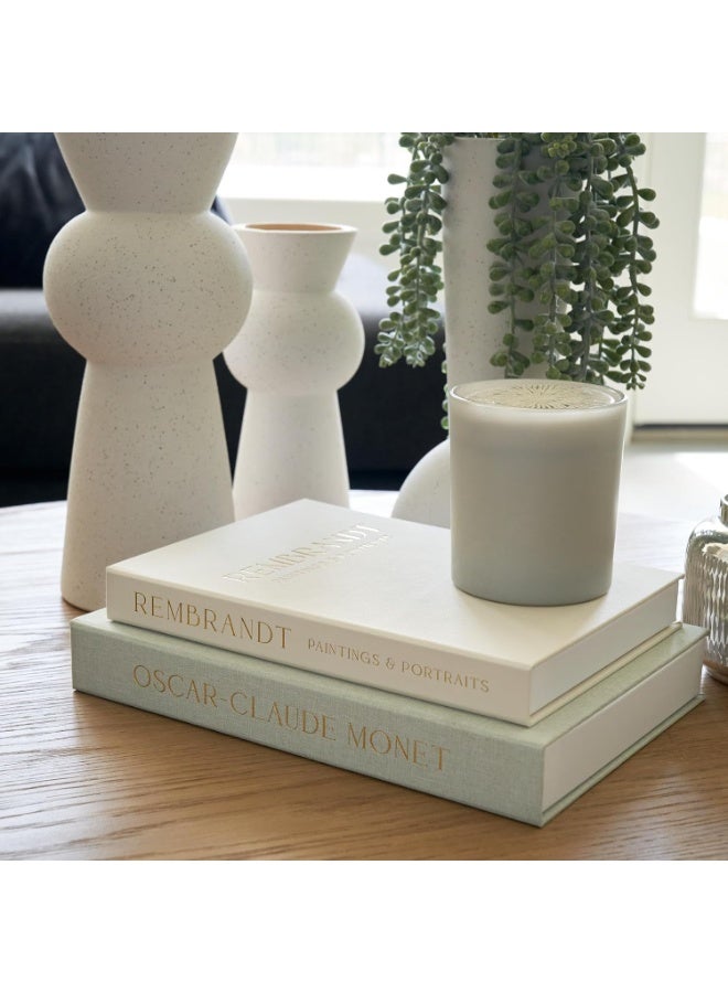 Decorative Books Set of 2, Beautiful Linen Boxes Decor Coffee Table Bookshelf or Mantle, Modern Hardcover Stacked Display Books, Storage Box, Photo Storage and as a Keepsake Box (Sage Green+Beige) - Image 2