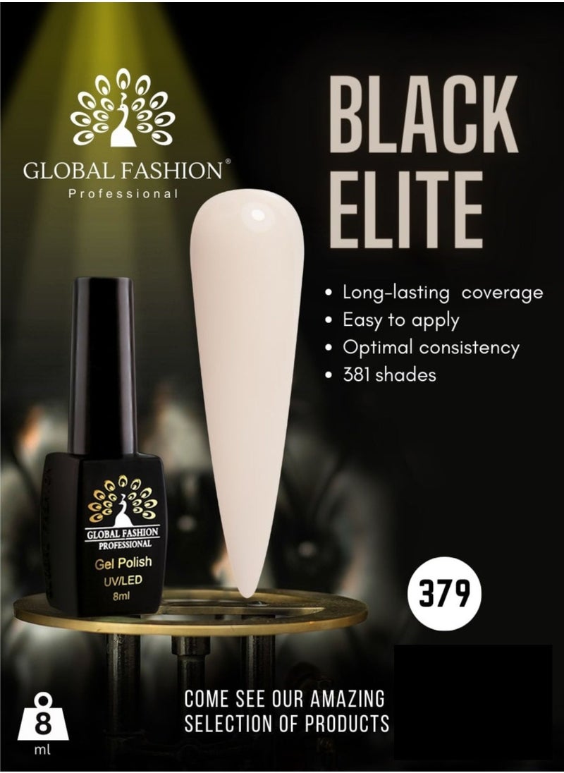 GLOBAL FASHION Global Fashion Black Elite Gel Polish | 132 Colors of Long-Lasting Elegance - 8ml | 379  - Image 2
