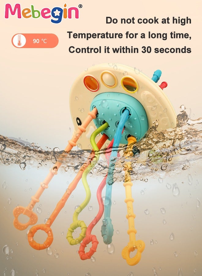Safe Teething Toys, Elephant Montessori Toys with Bright Colors and Unique Shape, Early Development Activity Elephant Silicone Pull String Toys, Developmental Pulling Teething Baby Sensory Toy with  - Image 3