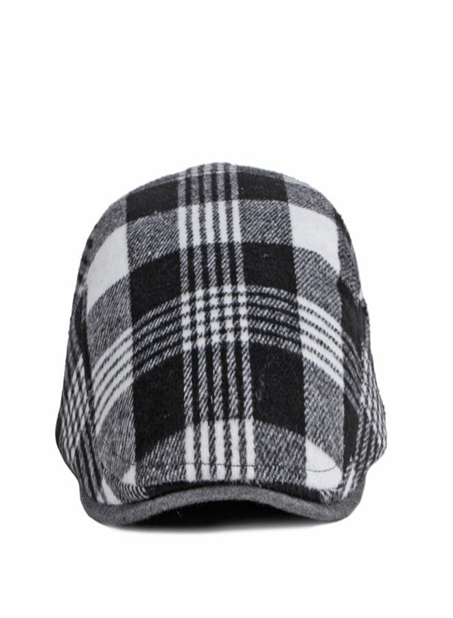 قبعة غاتسبي مسطحة للرجال والنساء من Quanhaigou، قبعة Ivy Irish Hats، قبعة قيادة سيارات الأجرة، قبعة صيد دافئة (مربعات أسود وأبيض) - Image 3