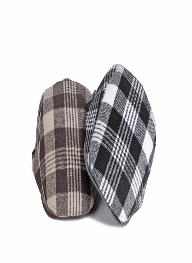 قبعة غاتسبي مسطحة للرجال والنساء من Quanhaigou، قبعة Ivy Irish Hats، قبعة قيادة سيارات الأجرة، قبعة صيد دافئة (مربعات أسود وأبيض) - Image 4