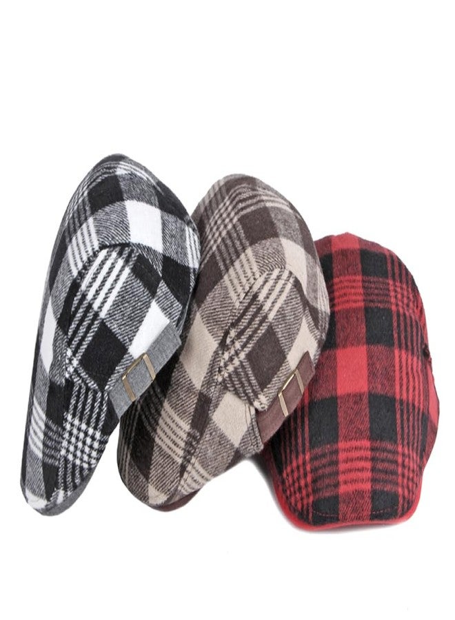 قبعة غاتسبي مسطحة للرجال والنساء من Quanhaigou، قبعة Ivy Irish Hats، قبعة قيادة سيارات الأجرة، قبعة صيد دافئة (مربعات أسود وأبيض) - Image 5
