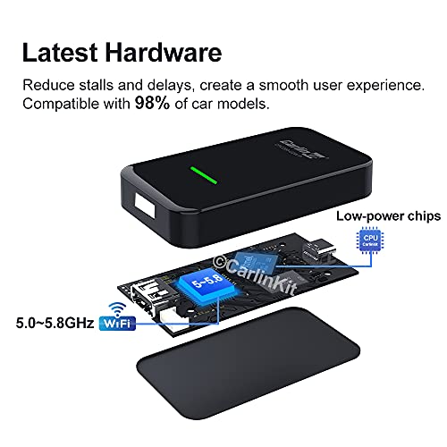 Carlinkit محول كار بلاي اللاسلكي 2023 كارلين كيت 3.0 للسيارات المزودة بكار بلاي السلكي من المصنع موديل السنة: 2016 إلى 2018، لسيارات فولكس فاجن أودي فورد سينك 3 مازدا مرسيدس هوندا شيفروليه سوبارو بورش هيونداي كيا لكزس جي إم سي أكورا - Image 5