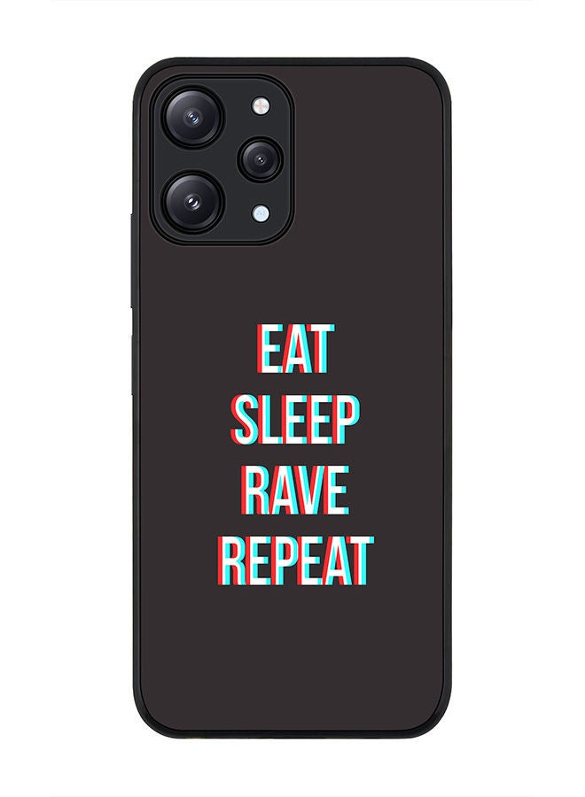 Stylizedd Rugged Black edge case for Xiaomi Redmi 12 4G, Slim fit Soft Case Flexible Rubber Edges Anti Drop TPU Gel Thin Cover -  Rave Routine - Image 1