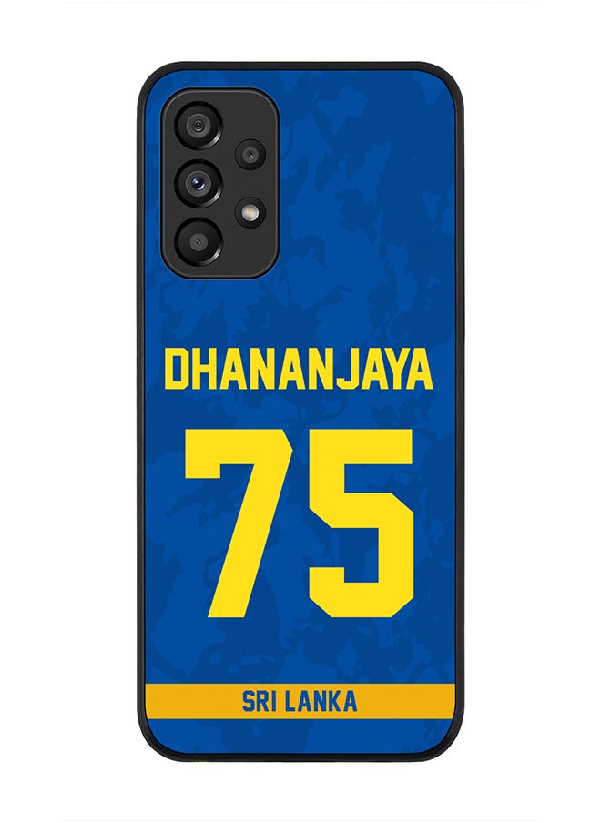 Stylizedd - Rugged Black Edge Case for Samsung Galaxy A33 5G, Slim fit Soft Case Flexible thin Cover - Player Name - Dhananjaya de Silva, Jersey Number- 75 - Image 1