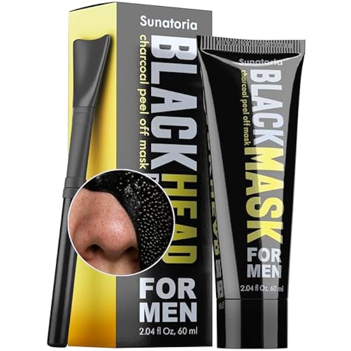 SUNATORIA Black Peel Off Face Mask – Charcoal Peel Off Face Mask for Oily & Combination Skin – Helps Remove Excess Oil & Lift Away Surface Impurities – Refreshing Botanical Formula, 2.04 fl oz (Men) - Image 1