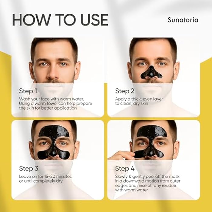 SUNATORIA Black Peel Off Face Mask – Charcoal Peel Off Face Mask for Oily & Combination Skin – Helps Remove Excess Oil & Lift Away Surface Impurities – Refreshing Botanical Formula, 2.04 fl oz (Men) - Image 5