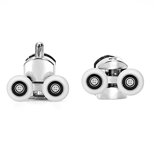 Ruimou 8Pcs Shower Door Double Wheels 23mm Diameter (Zinc Alloy+ABS) for Bathroom Bearing Pulleys/Runners Top/Bottom Replacement Parts(4 Upper Wheels + 4 Lower Wheels -23mm-8Pcs) - Image 4