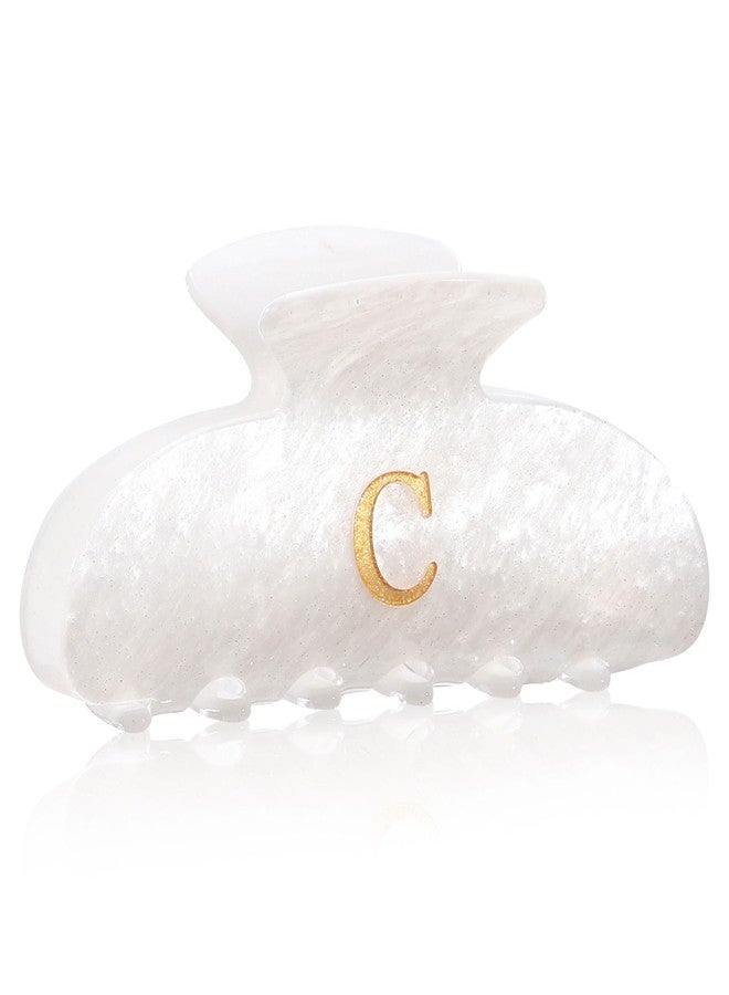 HAIMEIKANG Acrylic Letter Hair Clips For Women - White Hair Claw Clips for Bridal Monogram Hair Claw Alphabet Hair Clip,Large Claw Clip for Thick Hair - Image 1