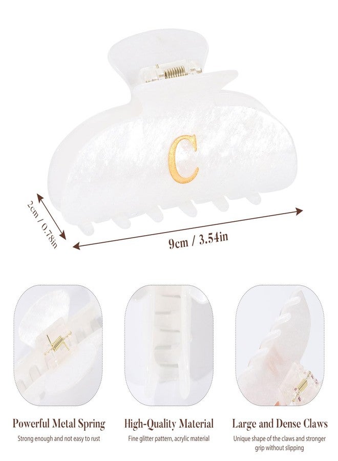 HAIMEIKANG Acrylic Letter Hair Clips For Women - White Hair Claw Clips for Bridal Monogram Hair Claw Alphabet Hair Clip,Large Claw Clip for Thick Hair - Image 2