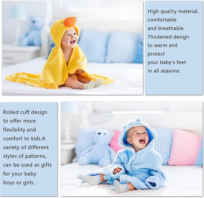 CUTEABLY Unisex Baby Terry Cotton Winter Socks, 0-12 Months (IN, Age, 6 Months, 12 Months, 4, Multicolour) - Image 4