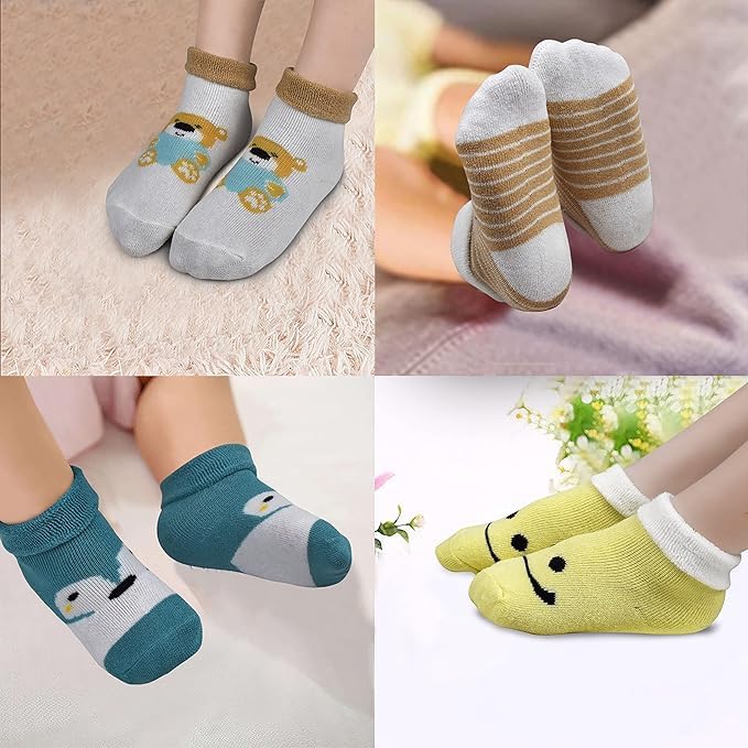 CUTEABLY Unisex Baby Terry Cotton Winter Socks, 0-12 Months (IN, Age, 6 Months, 12 Months, 4, Multicolour) - Image 5