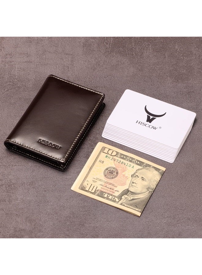 HISCOW Leather Business Card Case Holder for Men & Women, Italian Calfskin (Antiqued Coffee)  - Image 3