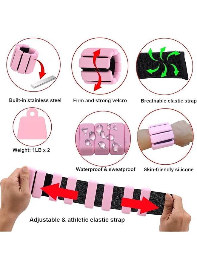 Bluejw Adjustable Wrist Ankle Weights for Women Wearable Strong Arm & Leg Weights Set of 2(1 Lb Each) Wrist Weights Set for Pilates Walking Yoga Dance Barre Gym - Image 2