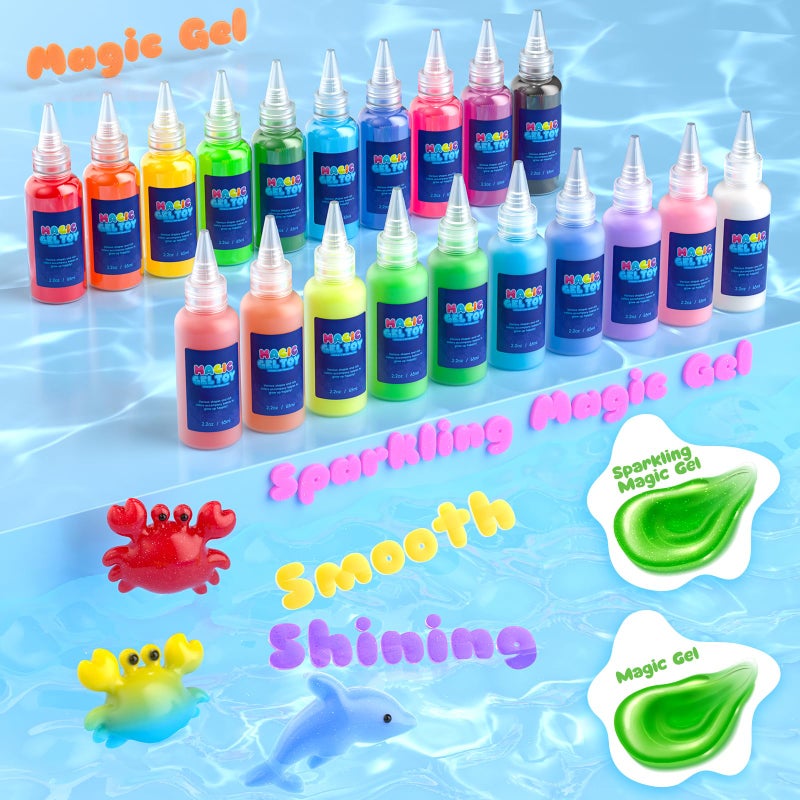 Flooyes Magic Elf Water Toy Kit, Aqua Water Gel Magic Elf Pets Kit for Kids, Squishy Maker Toy with 20 Magic and 16 Shape Molds Pets, Birthday Gifts Crafts DIY for Kids, Make Your Own Squishies - Image 3