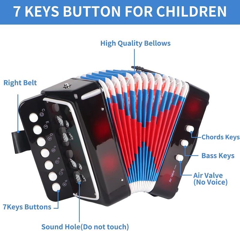 Horse Kids Accordion, 10 Keys Control Button Accordion Musical Instruments for Kids Children Beginners - Image 3