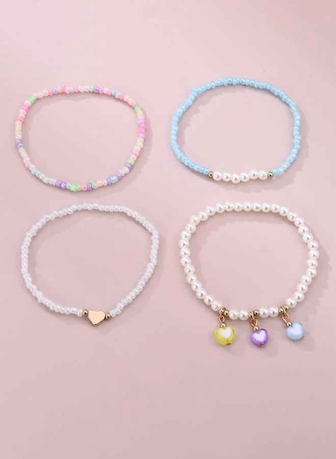 تايك تو طقم خلخال بخرز لؤلؤ للأطفال 4 قطع