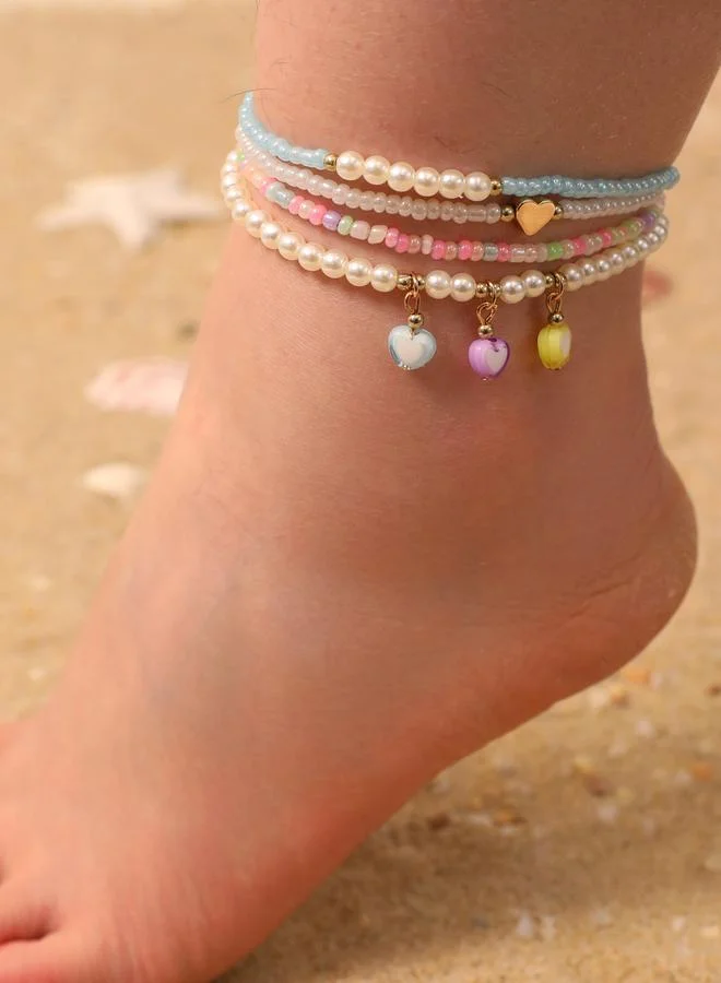 تايك تو طقم خلخال بخرز لؤلؤ للأطفال 4 قطع