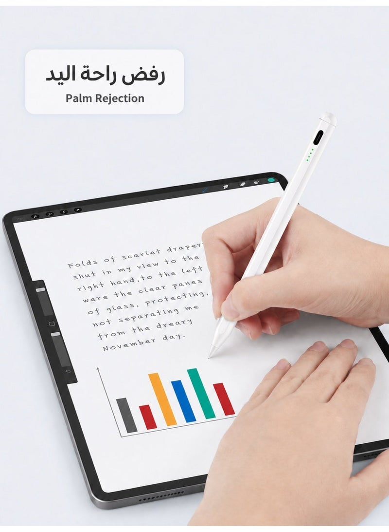 زابلين  قلم ذكي لأجهزة iPad (الجيل الحادي عشر 2025 A16 والجيل العاشر)، متوافق مع إصدارات iPad من 2018 إلى 2026، يدعم خاصية تجاهل راحة اليد وحساسية الإمالة، قابل للشحن عبر USB-C، ومناسب لأجهزة iPad Pro وAir وMini. - Image 3