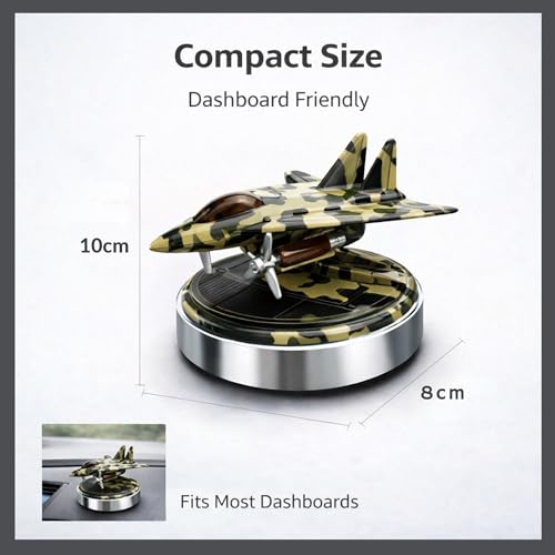YOURKARTS.COM Solar Open Wing Jet Car Air Freshener | Rotating Metal Aircraft Car Perfume Diffuser | Essential Oil Aromatherapy Stylish Dashboard Accessory | Long Lasting Fragrance | Gift Box - Image 4