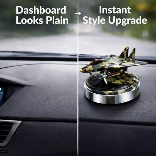 YOURKARTS.COM Solar Open Wing Jet Car Air Freshener | Rotating Metal Aircraft Car Perfume Diffuser | Essential Oil Aromatherapy Stylish Dashboard Accessory | Long Lasting Fragrance | Gift Box - Image 2