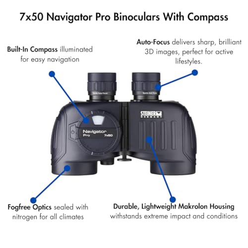 Steiner 7x50 Navigator Pro Binoculars with 7X Magnification, High Contrast Optics, Floating Prism System, Sports-Auto Focus, Delivers Excellent Image Clarity, with Compass - Image 2