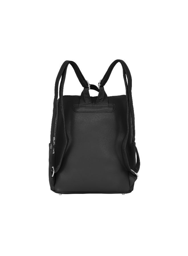 فوسكا حقيبة ظهر Foska نسائية كبيرة جلد ناعم – عملية للجامعة واللابتوب لون أسود – مقاس 30.5x36.5 سم - Image 4