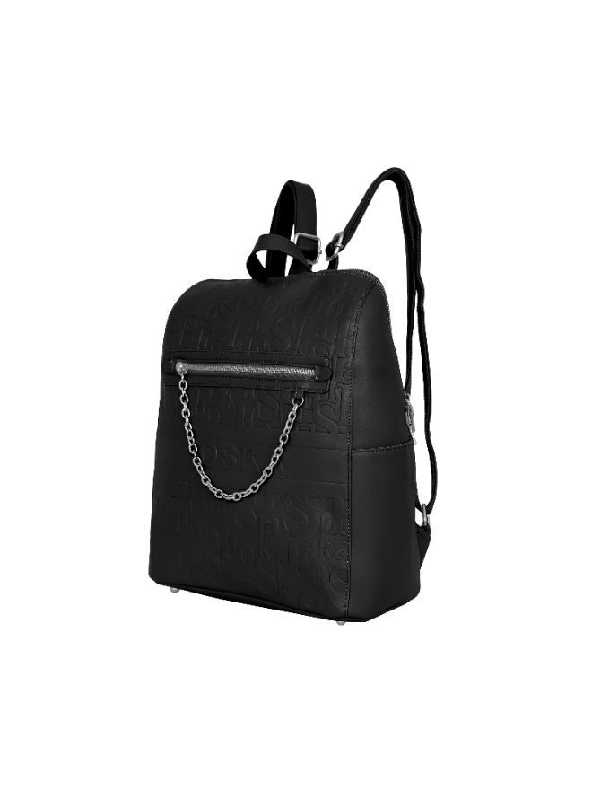 فوسكا حقيبة ظهر Foska نسائية كبيرة جلد ناعم – عملية للجامعة واللابتوب لون أسود – مقاس 30.5x36.5 سم - Image 2