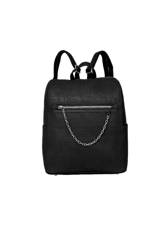 فوسكا حقيبة ظهر Foska نسائية كبيرة جلد ناعم – عملية للجامعة واللابتوب لون أسود – مقاس 30.5x36.5 سم - Image 1