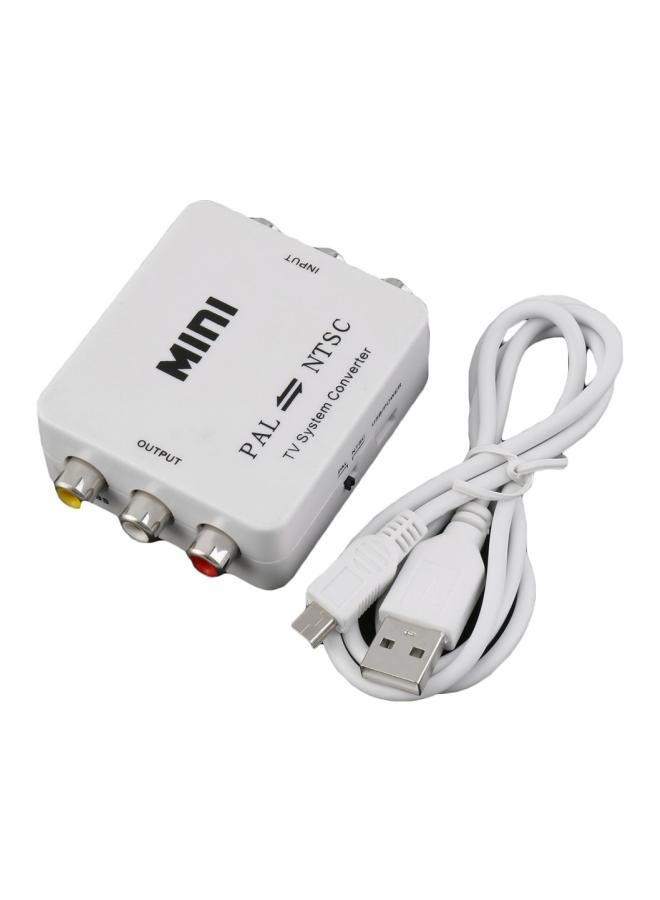 NIBEMINENT Mini PAL To NTSC Converter Adapter With Data Cable White - Image 1