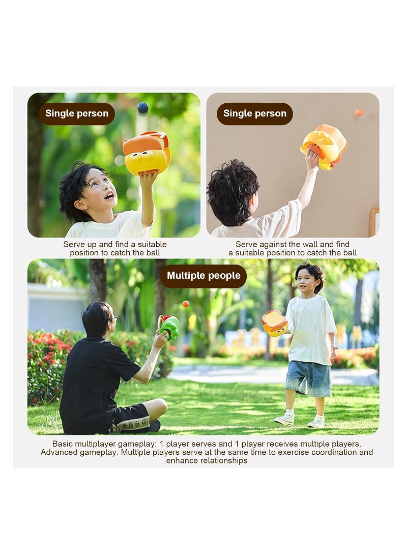 SOLARAE Toss Catch Ball Toy Set Ball Catch Game Beach Toys Outdoor Catch Ball for Kids Activity Backyard Fun Outside Indoor Family Outdoor Toy 1 Sticky Paddles 2 Throw Balls - Image 2