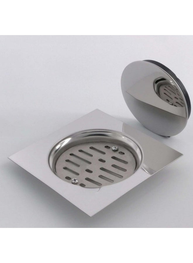مصرف أرضي من الفولاذ المقاوم للصدأ مزود بمصفاة مانعة للانسداد وغطاء آمن للحمامات والمطابخ والدشات والساحات الخلفية والمساحات الخارجية، 10 × 10 سم - Image 3